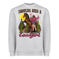 Heather Grey shoulda been a cowgirl bucking horse Heavyweight Sweatshirt - texasbilliewilder