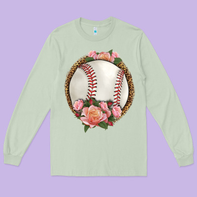 Western Baseball With Roses Long Sleeve Tee Designed By Hra Design Shop