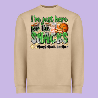 I'm Just Here For The Snacks #basketball Brother Heavyweight Sweatshirt Designed By Zillion Design Studio