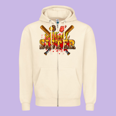 Softball Sister Zipper Hoodie Designed By Adodesignshop