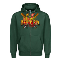 Sports Green softball sister Zipper Hoodie - AdoDesignShop
