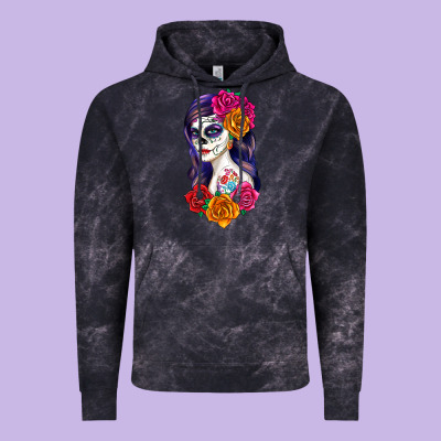 Sugar Skull Girl Vintage Hoodie Designed By Ranaportraitstore
