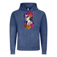 Vintage Denim sugar skull girl Vintage Hoodie - RanaPortraitStore