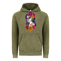 Vintage Olive sugar skull girl Vintage Hoodie - RanaPortraitStore