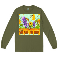 Honeydrip Bee Lavender Daisy Sunflower Seamless Pa Long Sleeve Tee | Teevron