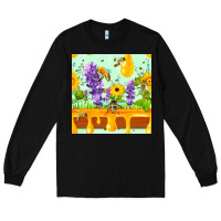 Black honeydrip bee lavender daisy sunflower seamless pa Long Sleeve Tee - FaDigitalArtStudio