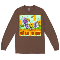 Chestnut honeydrip bee lavender daisy sunflower seamless pa Long Sleeve Tee - FaDigitalArtStudio