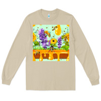 Mushroom honeydrip bee lavender daisy sunflower seamless pa Long Sleeve Tee - FaDigitalArtStudio