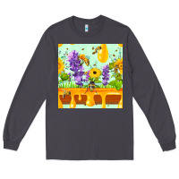 Smoke honeydrip bee lavender daisy sunflower seamless pa Long Sleeve Tee - FaDigitalArtStudio