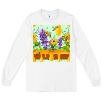 White honeydrip bee lavender daisy sunflower seamless pa Long Sleeve Tee - FaDigitalArtStudio