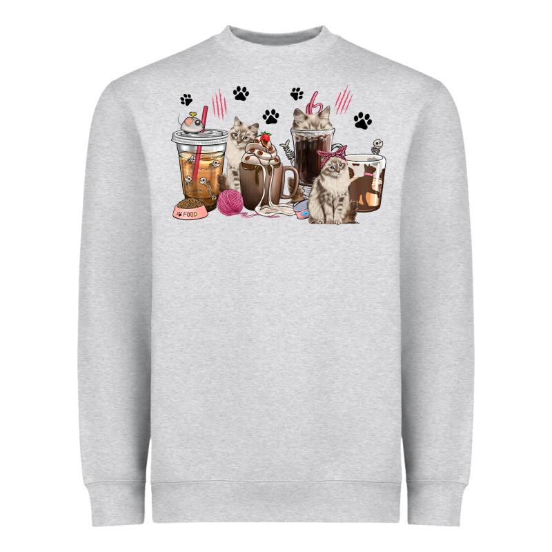 Siberian Cat Coffee Cups Heavyweight Sweatshirt by texasbilliewilder | Teevron