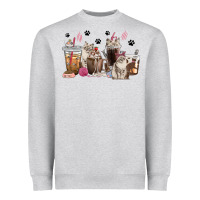Heather Grey siberian cat coffee cups Heavyweight Sweatshirt - texasbilliewilder