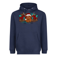 Navy christmas mom highland cow Heavyweight Hoodie - BarkalooDesign