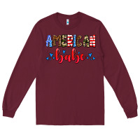 Burgundy American babe Long Sleeve Tee - AdoDesignShop