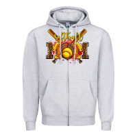 Heather Grey softball mom Zipper Hoodie - AdoDesignShop