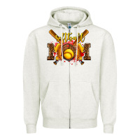 Oatmeal Heather softball mom Zipper Hoodie - AdoDesignShop