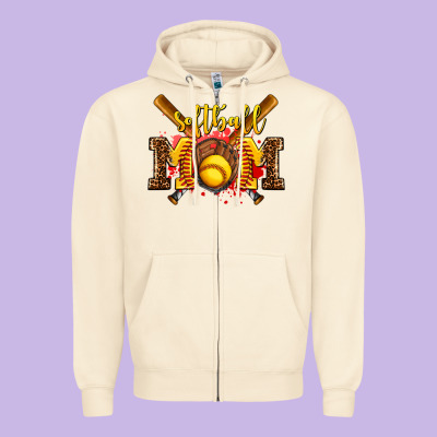 Softball Mom Zipper Hoodie Designed By Adodesignshop