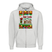 Dove Grey Christmas Dear Santa Just Bring Wine Zipper Hoodie - Artiststas