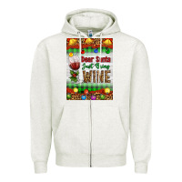 Oatmeal Heather Christmas Dear Santa Just Bring Wine Zipper Hoodie - Artiststas