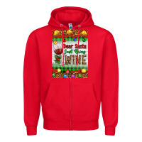 Red Christmas Dear Santa Just Bring Wine Zipper Hoodie - Artiststas