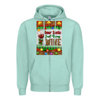 Seafoam Christmas Dear Santa Just Bring Wine Zipper Hoodie - Artiststas