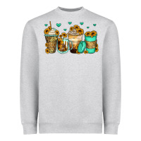 Heather Grey sunflowers coffee cups Heavyweight Sweatshirt - Zillion Design Studio