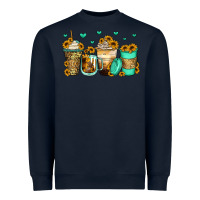 Navy sunflowers coffee cups Heavyweight Sweatshirt - Zillion Design Studio