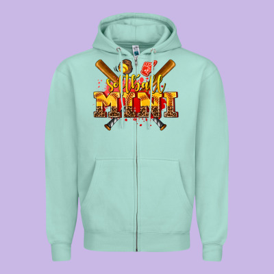 Softball Mini Zipper Hoodie Designed By Adodesignshop
