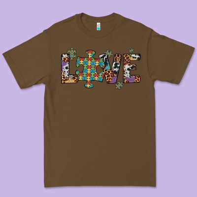 Love Autism Awareness Leopard Cowhide Premium Tee Designed By Artiststas