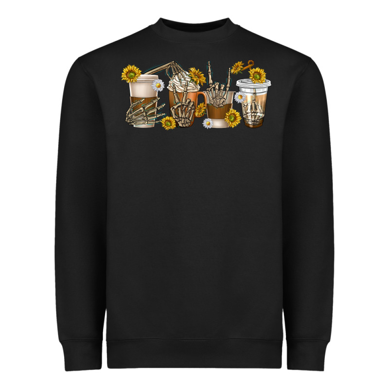Skeleton Hands Coffee Cups Heavyweight Sweatshirt by texasbilliewilder | Teevron