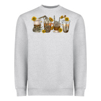 Heather Grey skeleton hands coffee cups Heavyweight Sweatshirt - texasbilliewilder