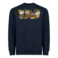 Navy skeleton hands coffee cups Heavyweight Sweatshirt - texasbilliewilder