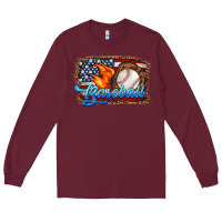Burgundy western american flag baseball Long Sleeve Tee - HRA Design Shop