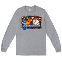 Heather Grey western american flag baseball Long Sleeve Tee - HRA Design Shop