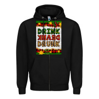 Black Christmas Drink Drank Drunk Zipper Hoodie - Artiststas