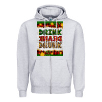 Heather Grey Christmas Drink Drank Drunk Zipper Hoodie - Artiststas