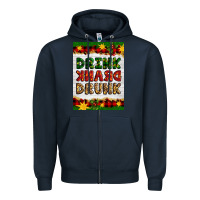 Navy Christmas Drink Drank Drunk Zipper Hoodie - Artiststas