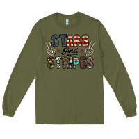 Army Green stars and stripes Long Sleeve Tee - CowhideDigitalArt