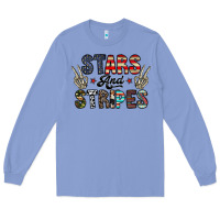 Colony Blue stars and stripes Long Sleeve Tee - CowhideDigitalArt