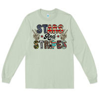 Matcha stars and stripes Long Sleeve Tee - CowhideDigitalArt