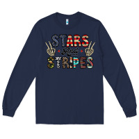 Navy stars and stripes Long Sleeve Tee - CowhideDigitalArt