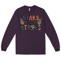 Plum stars and stripes Long Sleeve Tee - CowhideDigitalArt