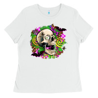 White halloween skull Ladies Tee - AdoDesignShop