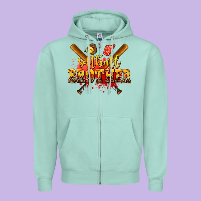 Softball Brother Zipper Hoodie Designed By Adodesignshop