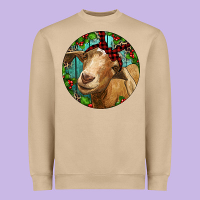Heavyweight Sweatshirt Farm Goat Christmas
