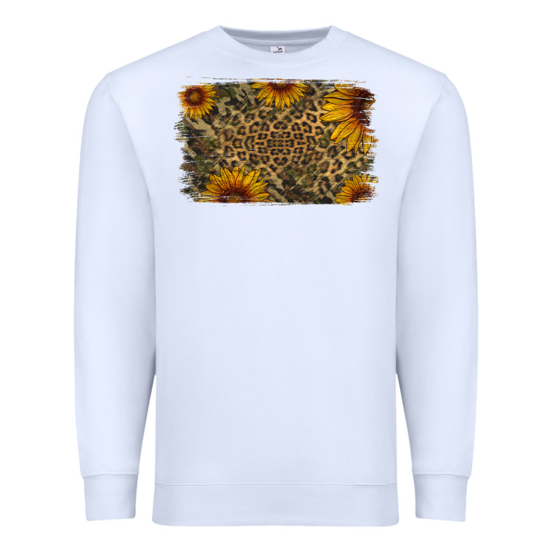 Camouflage Leopard Sunflower Background Premium Sweatshirt by Jasminsmagicworld | Teevron