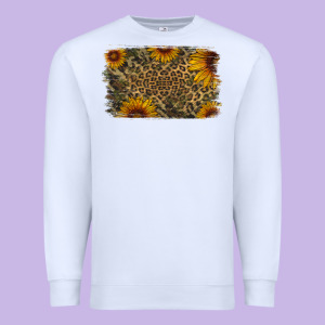 Camouflage Leopard Sunflower Background Premium Sweatshirt Designed By Jasminsmagicworld