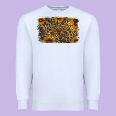 Camouflage Leopard Sunflower Background Premium Sweatshirt Designed By Jasminsmagicworld
