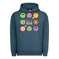 Pigment Midnight Navy easter day smiley faces Urban Hoodie - Artiststas