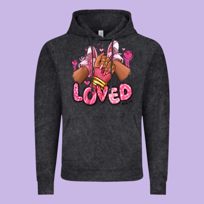 Loved Valentine's Day Afro Girl Sneakers Vintage Hoodie Designed By Ranaportraitstore